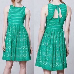 ANTHROPOLOGIE NEW Sunstream Eyelet Dress Green XS
